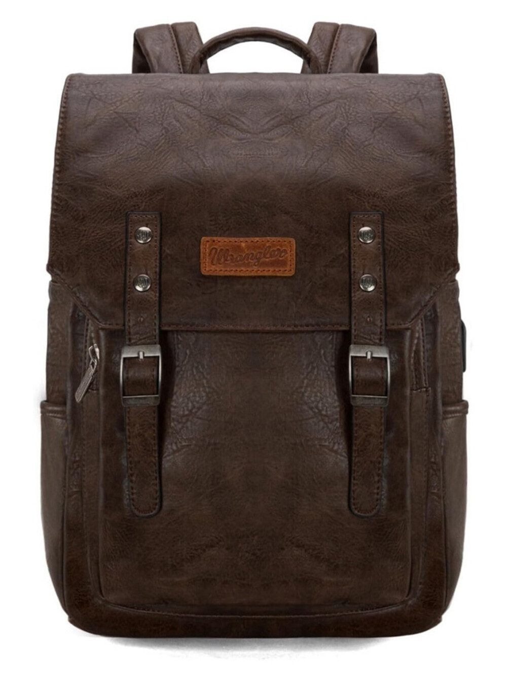 Montana West × Wrangler Brown Vegan Leather Laptop Backpack for Women Men Unisex